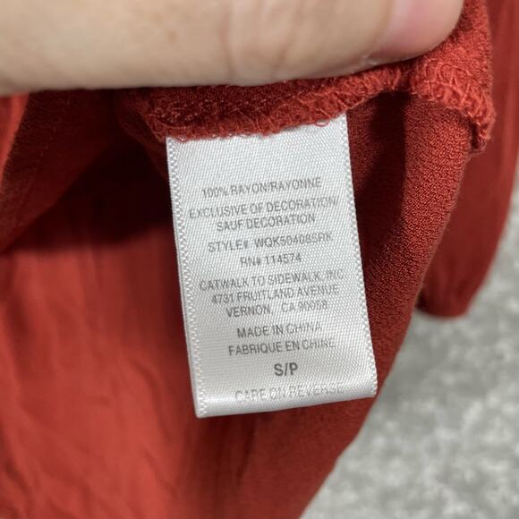 Ro & De Rust Orange Embroidered Hi-Low Peasant Top - Size Small - Long Sleeves - Picture 6 of 7